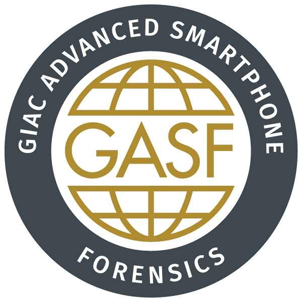 GIAC Advanced Smartphone Forensics (GASF) certification badge